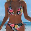 women’s sexy two-piece bikini set wholesale adjustable straps high-waist design