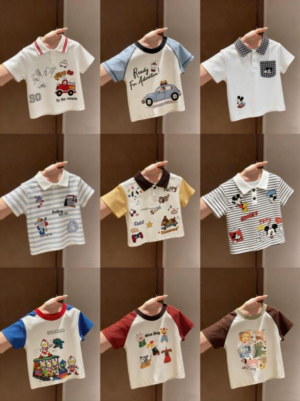children’s t-shirts wholesale sizes 100-150, many colors and styles, high-quality fabric