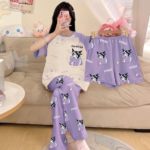 Women’s short-sleeved pajama set, breathable cotton, multiple styles and colors, size S-4XL, best-selling