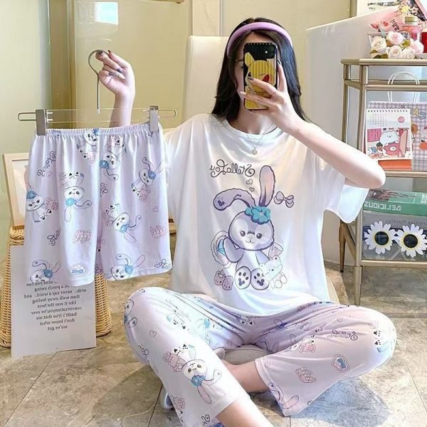 Women’s short-sleeved pajama set, breathable cotton, sizes S-4XL, multiple styles and colors, best-selling