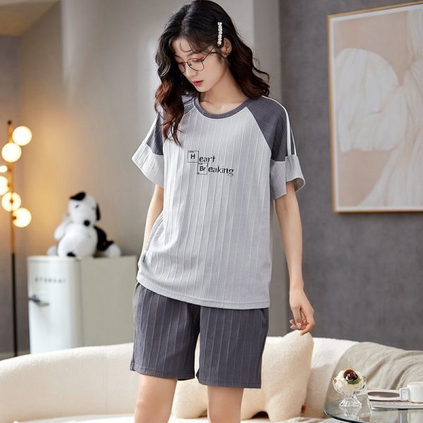 Women’s short-sleeved pajama set, breathable cotton, sizes S-4XL, multiple styles and colors, best-selling