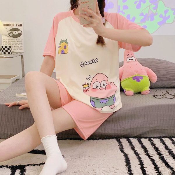 Women’s short-sleeved pajama set, breathable cotton, sizes S-4XL, multiple styles and colors, best-selling