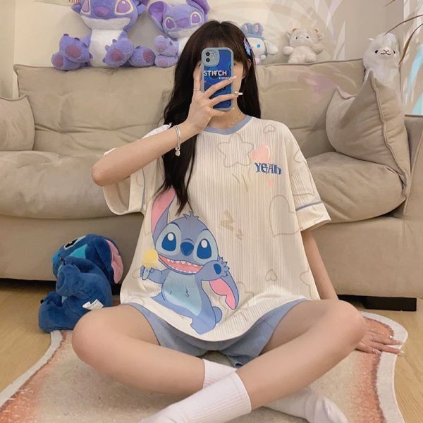 Women’s short-sleeved pajama set, breathable cotton, sizes S-4XL, multiple styles and colors, best-selling