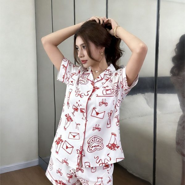 women’s pajama set wholesale sleepwear bulk short sleeve supplier guangzhou china