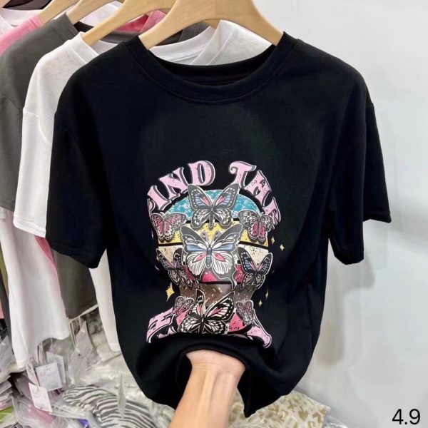 Wholesale women’s T-shirts, all sizes, casual and trendy, multiple flower patterns and colors, comfortable, global shipping