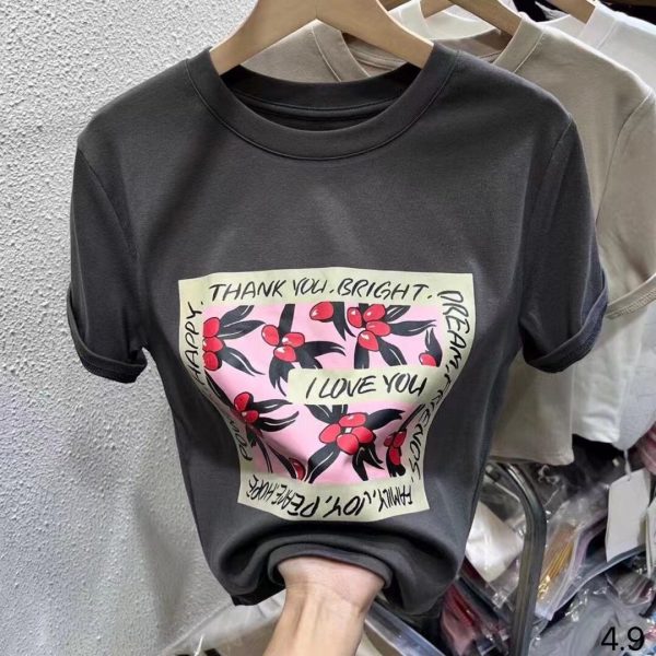 Wholesale women’s T-shirts, all sizes, casual and trendy, multiple flower patterns and colors, comfortable, global shipping